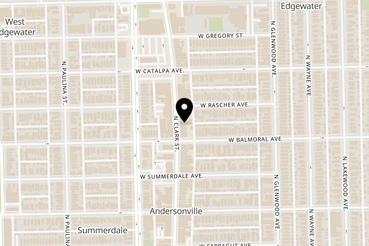 Map showing the location of Kanela Breakfast Club 5413 North Clark Street on 5413 N Clark St in Chicago